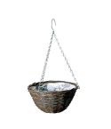 Willow & Black Rattan Round Basket - 35cm / 14"